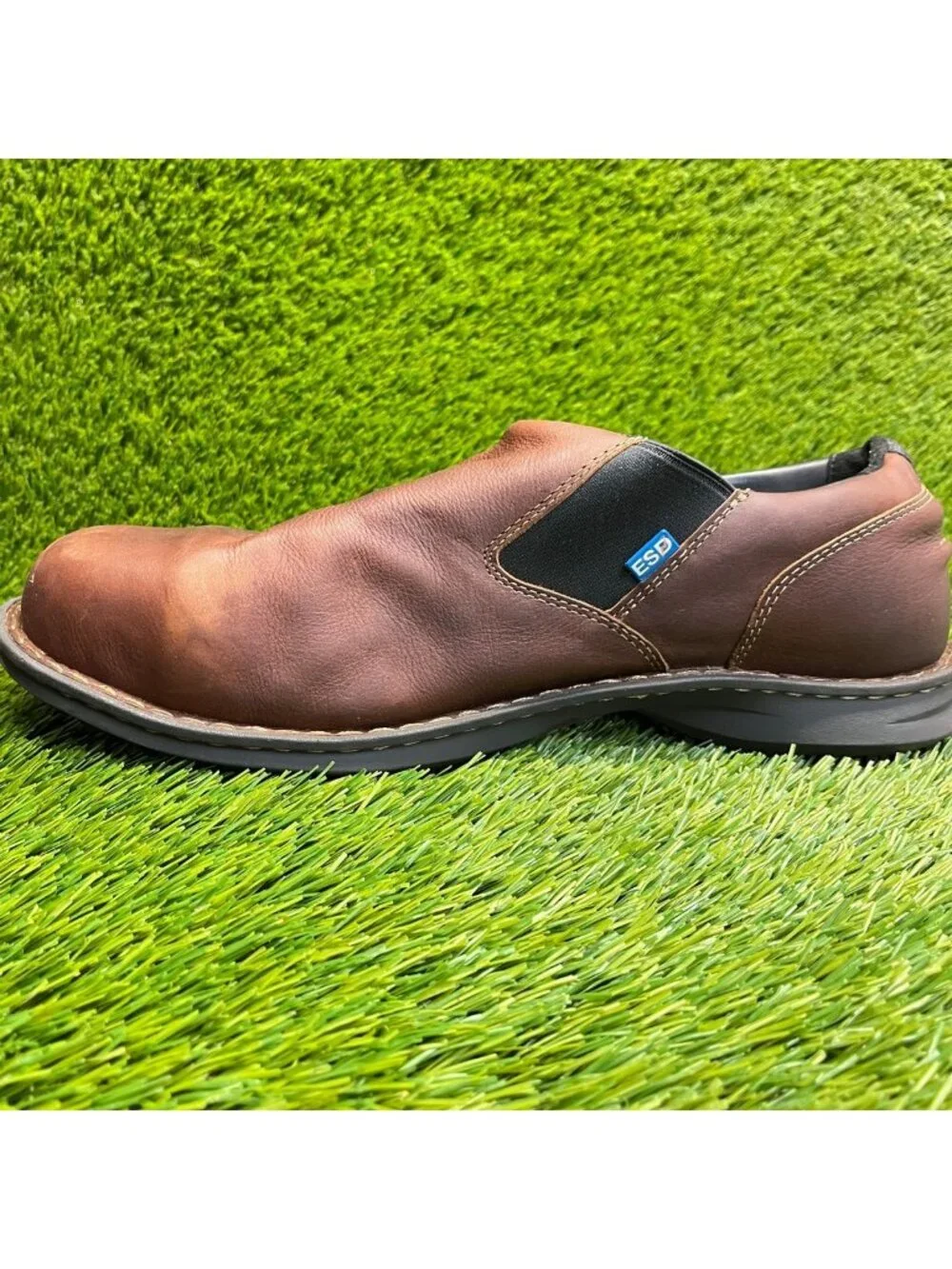 Timberland PRO Gladstone ESD Mens Size 12 Brown Steel Toe Safety Slip-On Shoes